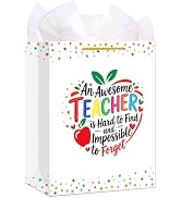 WALENGIF Teacher Appreciation Gift Bag - 13" Large Teacher Gift Bag with Tissue Paper and Handle ...