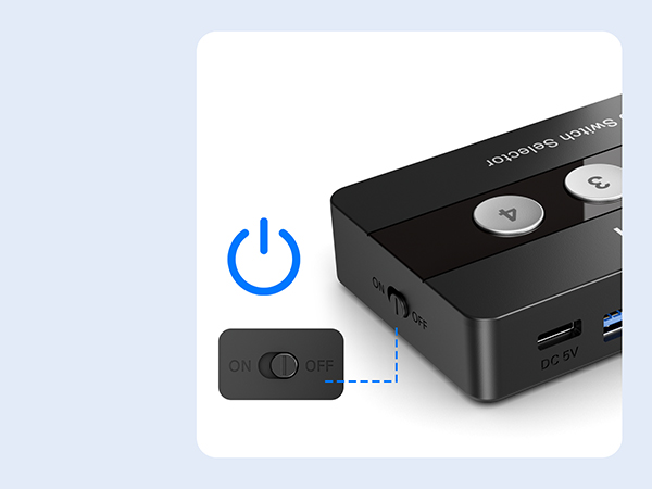 Four USB 3.0 ports connect up to four peripherals to the switch Share high-speed USB 3.0 USB 2.0