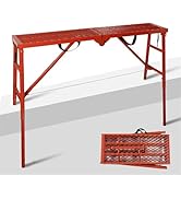 LEADALLWAY Scaffolding Platform 58''(L) x11''(W) x30''(H) Folding Adjustable Scaffolding for Stai...