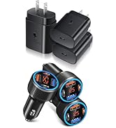 65W 4 Port Car Charger with 25W USB C Wall Charger Power Adapter QC+PD 3.0 Super Fast Charging fo...