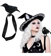 Wowagoga Halloween Realistic Crow Statue, Spooky Lifelike Fake Raven Decor, Statue Shoulder Strap...