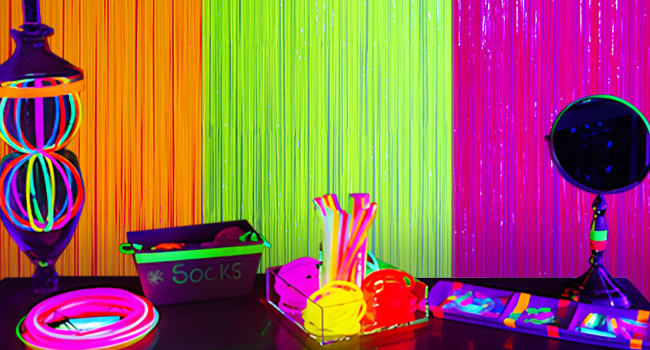 neon decorations for glow party