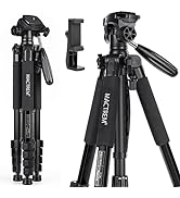 MACTREM 75 Inch Camera Tripod, Lightweight Travel Video Aluminum Tripod Stand with Cell Phone Mou...