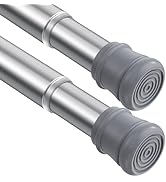 MEXAU 2pcs Silver Spring Curtain Rods 16 to 28 inch, Tension Curtain Rods No Drilling, Adjustable...