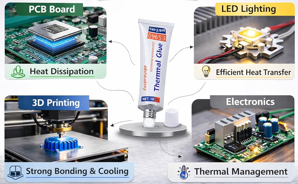 Thermal glue for cooling LED Heat Sink Peltier Module PCB IC chips