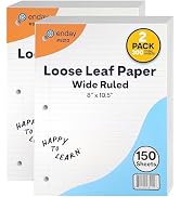Loose Leaf Paper Notebook Paper, 8" x 10.5" Filler Paper White, 3 Hole Punched Binder Paper for 3...