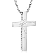 Gnamy Basketball Easter Basket Stuffers - Cross Necklace Gifts for Boys Men, Cross with Bible Ver...