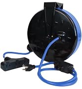 FNXPOW 30 Ft Retractable Extension Cord Reel, 16/3 SJTW Power Cord with 3 Electrical Outlets, Cei...