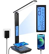 LED Desk Lamp, Desk Lamp with Wireless Charger, Suitable for Home, Office Dimmable Desk Lamp, wit...