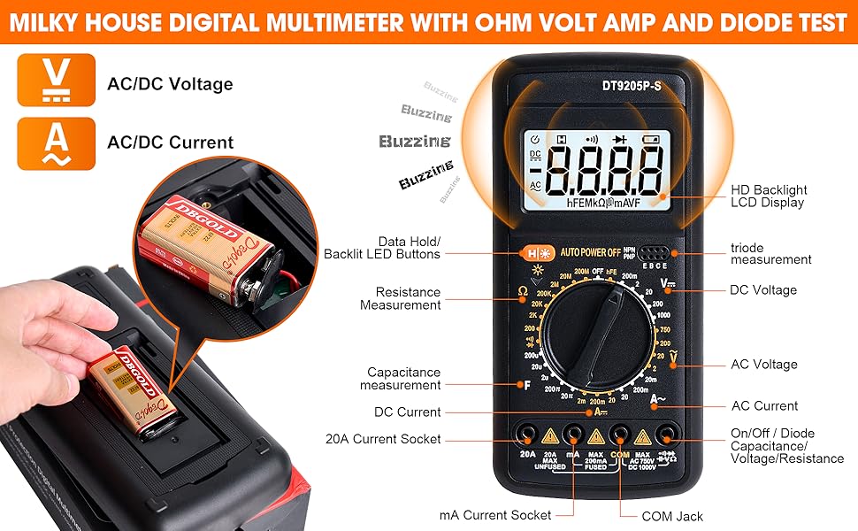 Electric Tester with Backlight LCD Data Hold