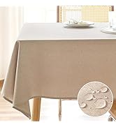 AUSSPVOCT Textured Tablecloth Rectangle 60x120 Water Resistant Spill-Proof Wipeable Table Cloth W...