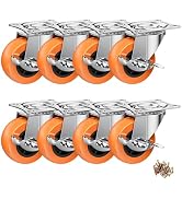 2 Inch Casters, ASHGOOB Caster Wheels with Side Brake, Locking Casters Set of 8, Industrial/Furni...