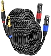 Jozzai 2 Pack XLR to 1/4 Inch (6.35mm) TRS Mono Jack Microphone Cable, 50FT, Balanced 3 Pin XLR F...