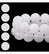 HAAMIIQII 6mm Natural White Jade Beads Round Gemstone Loose Beads for Jewelry Making 2 Strands (1...