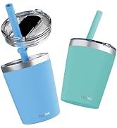 CUPKIN Toddler Cups with Straws, The Original 8 oz Stackable Stainless Steel Baby Straw Cup, Set ...