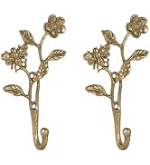 SOFFEE DESIGN 2pcs Metal Dark Gold Coat Hooks with 3D Bee & Flowers Shape, for Entryway, Bathroom...