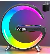 Smart LED Table Lamp, 4-in-1 Wireless Charger, Night Light, Alarm Clock, Bluetooth Speaker with A...