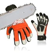 Vgo... Chainsaw Gloves,12-Layer Saw Protection on Left/Both Hand Back,Cow Leather Gloves,Touchscreen