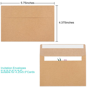 A2 Invitation Envelopes, Brown Kraft Envelopes