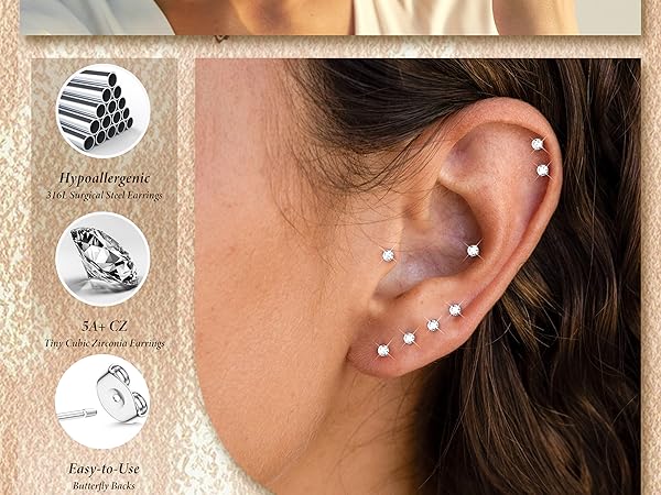 surgical stainless steel earrings for women