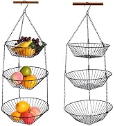 3-Tier Kitchen Wire Storage Basket Hanging Basket Fruit Storage Basket 2 Pack