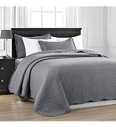 MOONLIGHT20015 Quilted Bedspread Throw Full/Queen 90" x 96" with 2 Pillow Shams for Bedroom Decor...