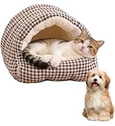 Cat Dog Cave Bed, 2026 New Winter Cave for Cat and Small Dog, Warm Plush Covered Cat House with R...