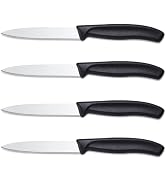 BEWOS Paring Knife - Straight Edge Paring Knives Set of 4, Ergonomic Handle, Classic Black PP Pla...