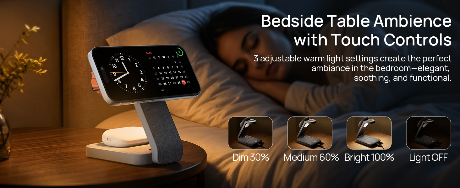 Foldable Travel Phone and Watch Dock with Night Light Apple
