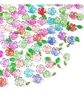 TOAOB 230pcs Acrylic Flower Beads Caps Gold Plated Mixed Colors Gradient 5 Petal with Hole and 3 ...