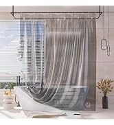 AmazerBath Shower Curtain Liner, 100% EVA Soft Clear Grey Heavy Duty Shower Curtain and Liner 2-i...
