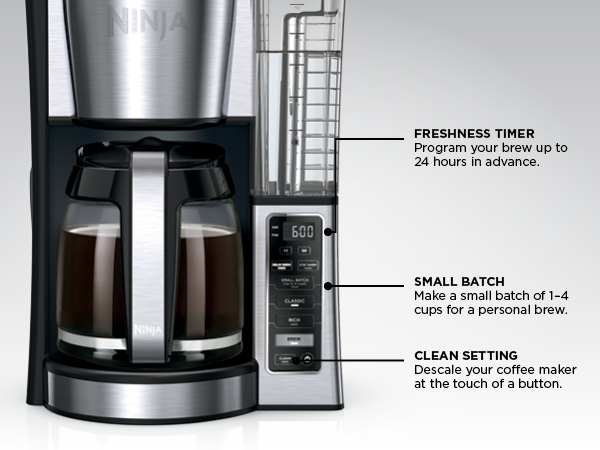 DELAY BREW Program your brew up to 24 hours in advance. SMALL BATCh CLEAN SETTING