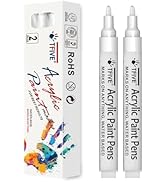 TFIVE White Paint Marker Paint Pens - 2 Pack Acrylic Permanent Marker, 2-3mm Medium Tip, Paint Pe...