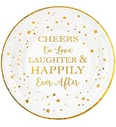 Crisky 50 Counts Cheers to Love Gold Plates for Bridal Shower, Wedding, Engagement, Bachelorett P...