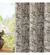 ChrisDowa 100% Brown Blackout Floral Curtains 63 Inches Long 2 Panels | Room Darkening,Window Tre...