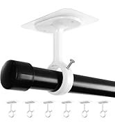 6-Pack No Drill Ceiling Mount Curtain Rod Brackets, Adhesive Heavy Duty Curtain Rod Holders, No N...