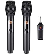 Kithouse K380S UHF Rechargeable Wireless Microphone Karaoke Microphone Wireless Mic Dual with Rec...