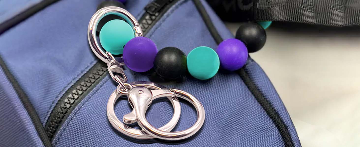 Silicone Beaded Wristlet Keychain Silicone Beaded Keychain Wristlet