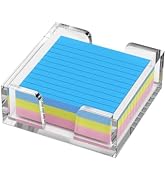 WINFFOR Acrylic Notepad Holder Dispenser - 3x3 in Sticky Note Memo Holder for Desk Organizer (W/O...