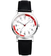 JewelryWe Leather Pulse Calculation Watch - Round 24H Quartz Analog Dial Wristwatch Casual Stylis...