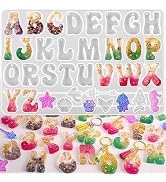 Actvty Alphabet Resin Mold, Reversed Alphabet Silicone Molds with Holes for Epoxy, Letter Molds f...