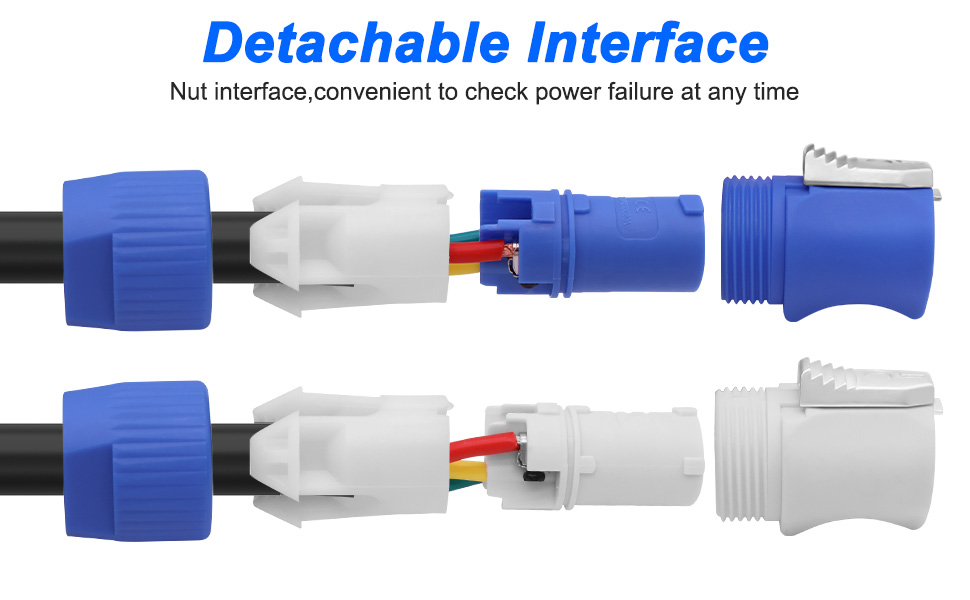14 AWG 3 Pin AC PowerCon Input to Output Power Extension Cable