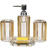 LGURT 4-Piece Gold Bathroom Accessories Set — Soap Dispenser, Soap Dish, Mouthwash Cup & Toothbru...