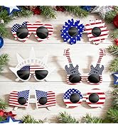 Kannove 6PCS 4th of July Party Supplies,Red White and Blue Photo Booth Props American Flag Glasse...