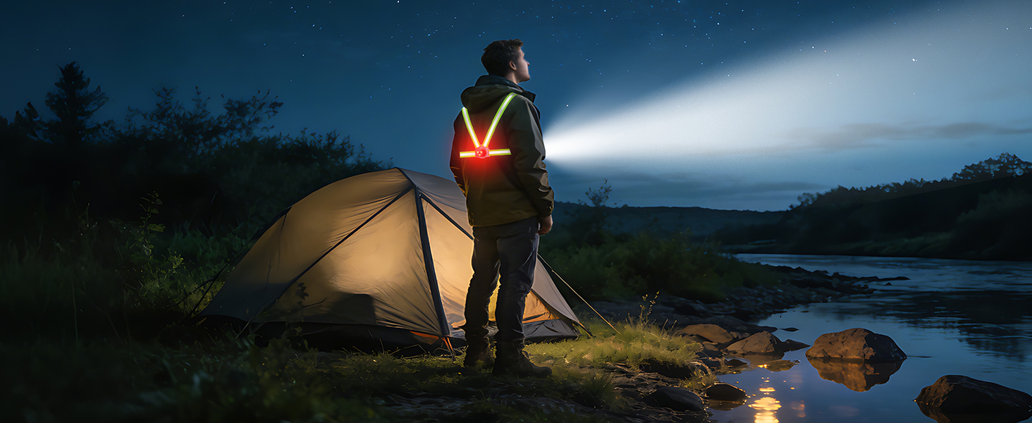 lighted chest light reflector vest light for running in the dark outdoor