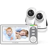 Firskids Split-Screen Baby Monitor with 2 Cameras No WiFi, 30H Battery, Pan-Tilt-Zoom, Monitor pa...