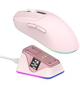 EPOMAKER NEX Lite Wireless Gaming Mouse w/Screens & RGB Charging Dock | 65g Right-Hand Gaming Mic...