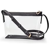KALIDI Clear Bag Stadium Approved Crossbody Purse Zipper Shoulder Bag Vegan Leather Trim Sports C...