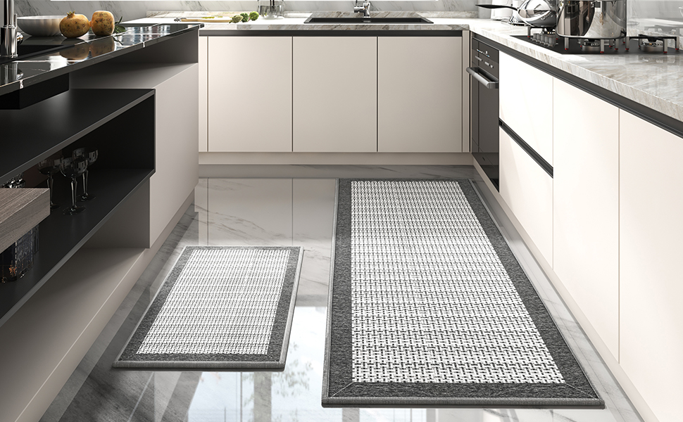 Kitchen Rugs Mats Non Skid Washable Sets Long Runners Farmhouse Style Weave for in Front of Sink