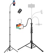 Phone Tripod, 86" Tall Tripod for iPhone with Flexible Gooseneck & Remote, Portable Aluminum Cell...